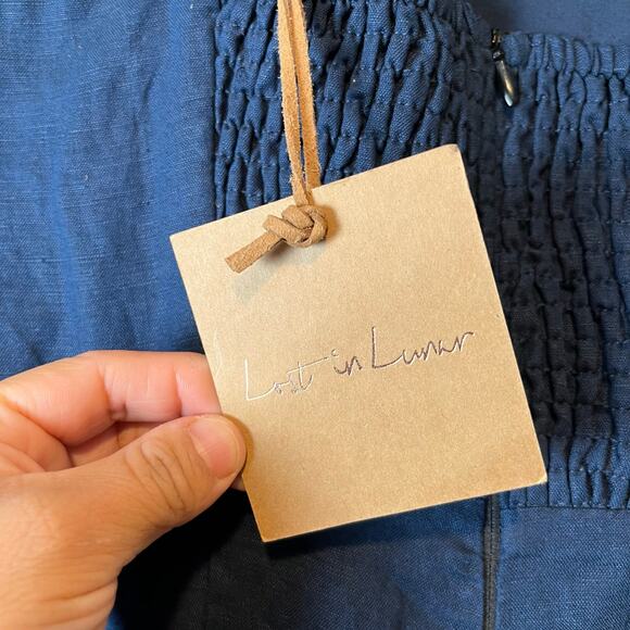 Lost In‎ Lunar Women's Navy Luca Linen Blend Pantsuit Size Medium New - Picture 8 of 8